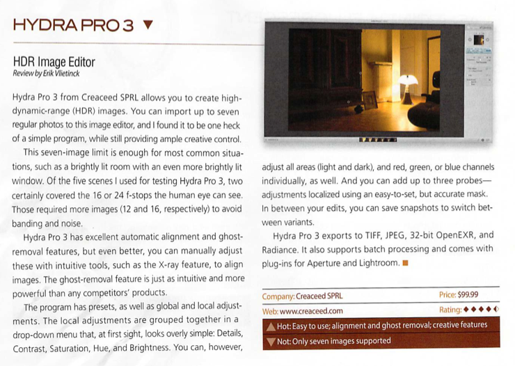 Article Photoshop User Magazine about Hydra Pro 3